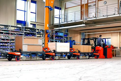Safe and efficient material flow with the Linde Factory Train load train system.
